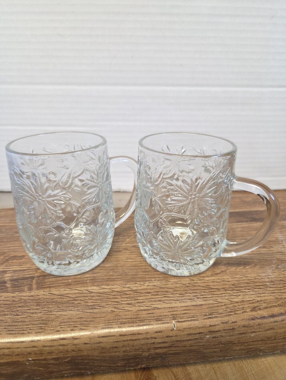 Vintage 90s 2-piece Princess House "Fantasia" Embossed Floral Crystal Mugs